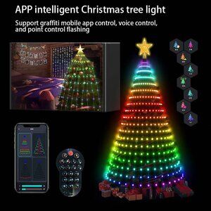 5Ft Smart Christmas Tree Lights - 400 LEDs with Remote & App Control Music Sync